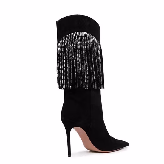 Sexy kniehohe Damenstiefel mit Kuhmuster